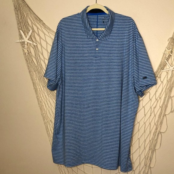 NIKE Dri-FIT ADV Tiger Woods Turquoise Stripe Golf Polo Shirt XXL - Picture 12 of 12